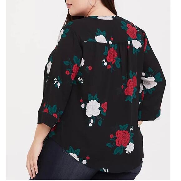 TORRID Rose Button Down Blouse Sz 0 Large - Picture 3 of 12